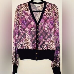 St. John By Marie Gray Purple Paisley Cardigan & Camisole Set…